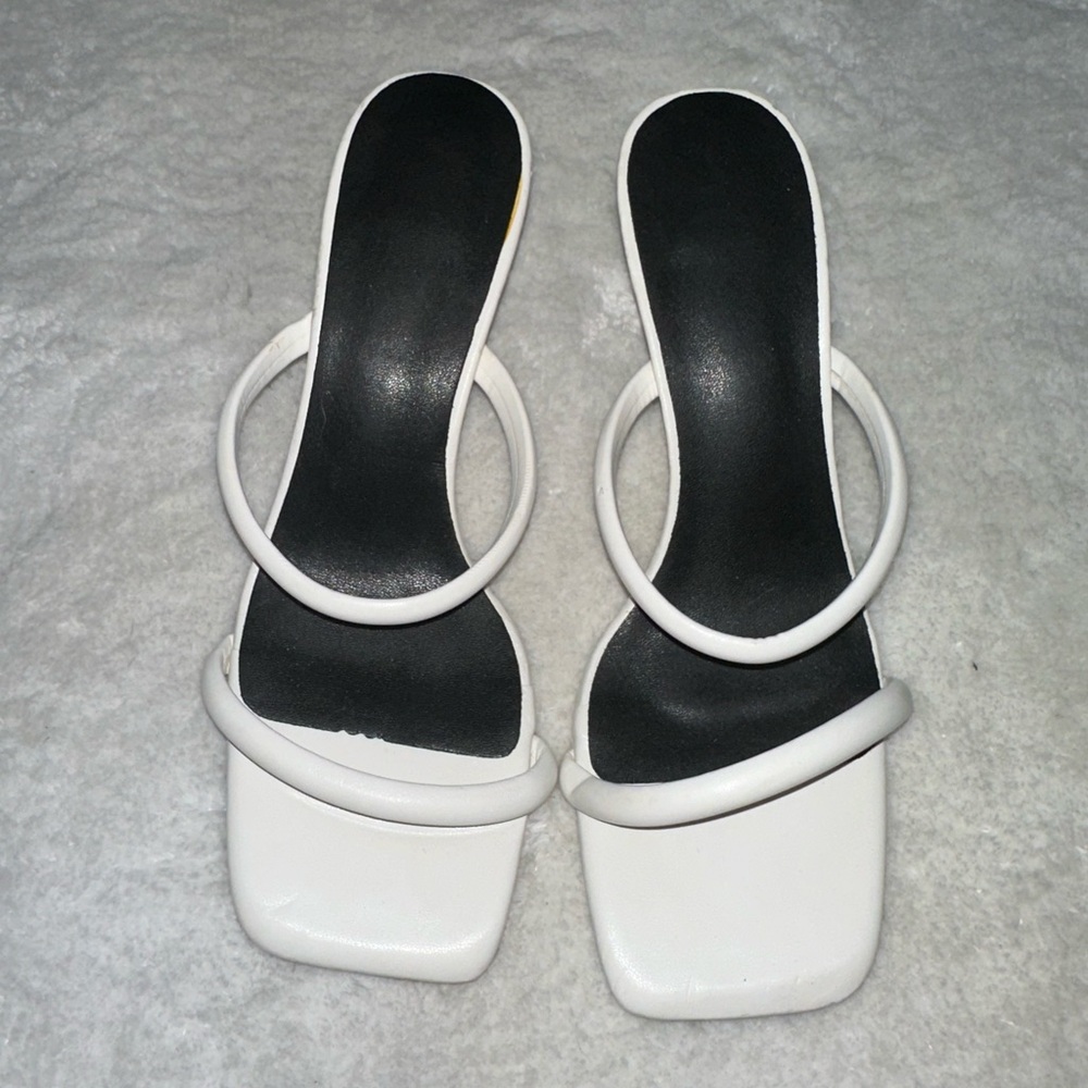 white strappy heels
